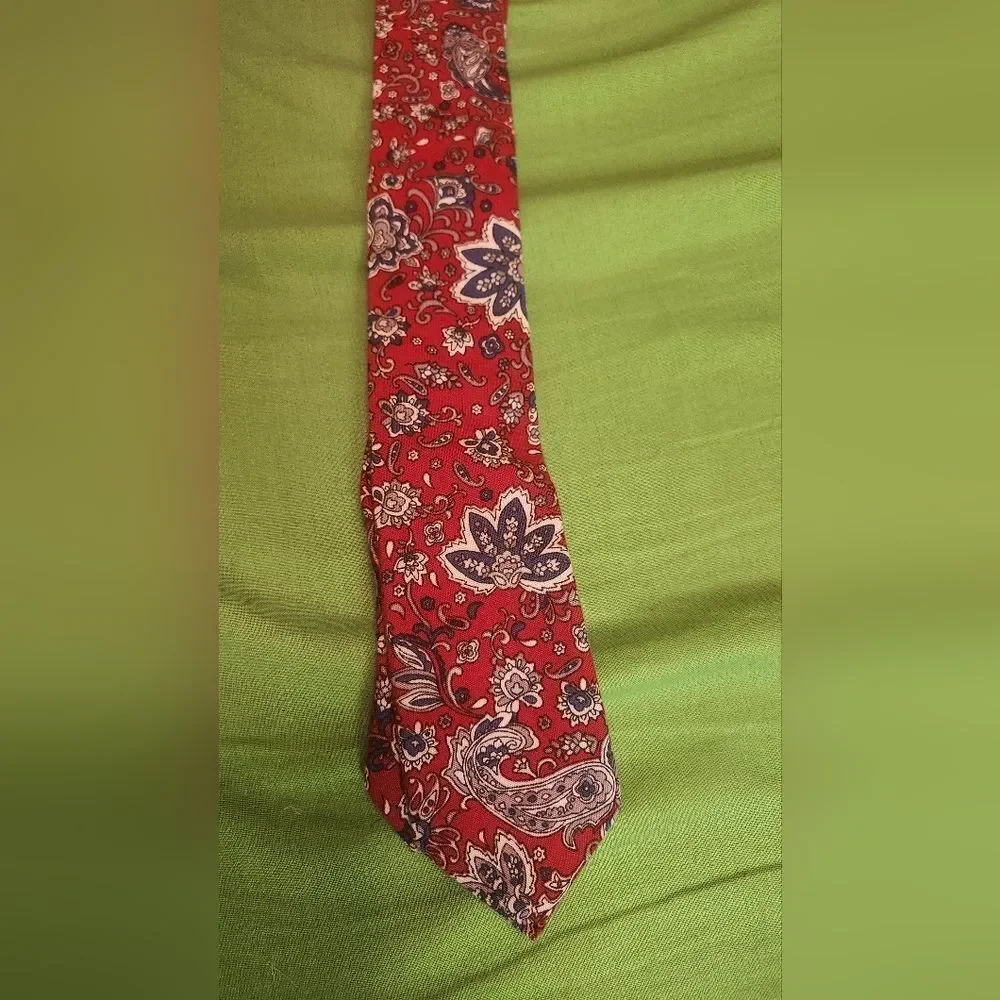 U.S.Polo Assn. Burgundy Blue Paisley Print 100% Cotton Men's Neck Tie 58